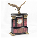 Часы настольные из родонита и бронзы с декором в виде орла Eagle Stone Clock варинант исполнения - 2 | Loft Concept во Владивостоке