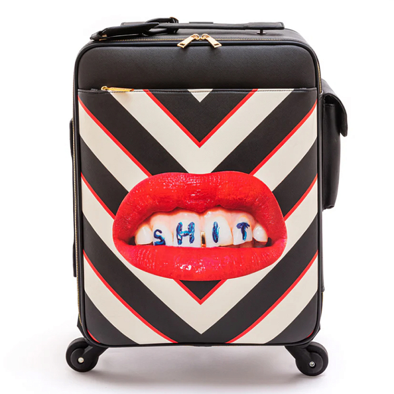 Чемодан дорожный SELETTI Travel Kit Trolley Shit Черный Белый Красный во Владивостоке | Loft Concept 