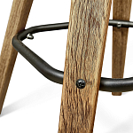 Барный стул со спинкой и мягкой обивкой с ромбами на 4-х деревянных ножках Бежевый Велюр Ava Charm варинант исполнения - 7 | Loft Concept во Владивостоке