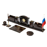 Настольный письменный набор с часами из природного камня обсидиана  Gift for Manager варинант исполнения - 2 | Loft Concept во Владивостоке