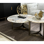 Столик журнальный с круглой мраморной столешницей Unique Stone Design варинант исполнения - 8 | Loft Concept во Владивостоке