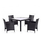 Обеденный комплект из искуственного ротанга Vintara черный варинант исполнения - 1 | Loft Concept во Владивостоке