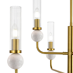 Люстра с 6-ю плафонами в форме стеклянных трубок и мраморных декоративных элементов Montreal варинант исполнения - 5 | Loft Concept во Владивостоке