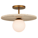 Потолочный светильник из травертина с плафоном из белого матового стекла Marble Glow варинант исполнения - 2 | Loft Concept во Владивостоке