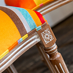 Стул бежевый в разноцветную полоску из натурального бука с изображением птиц и цветов Blooming Birds Colorful Stripes Chair варинант исполнения - 8 | Loft Concept во Владивостоке