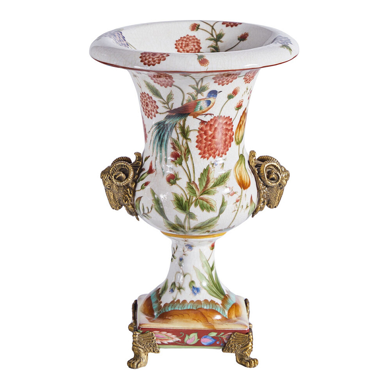 Ваза из фарфора с бронзовыми Овнами Bronze Aries Бронза Мульти во Владивостоке | Loft Concept 