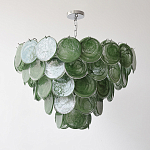Люстра из зеленых стеклянных дисков с перламутровым эффектом Green Glowing Glaze варинант исполнения - 5 | Loft Concept во Владивостоке