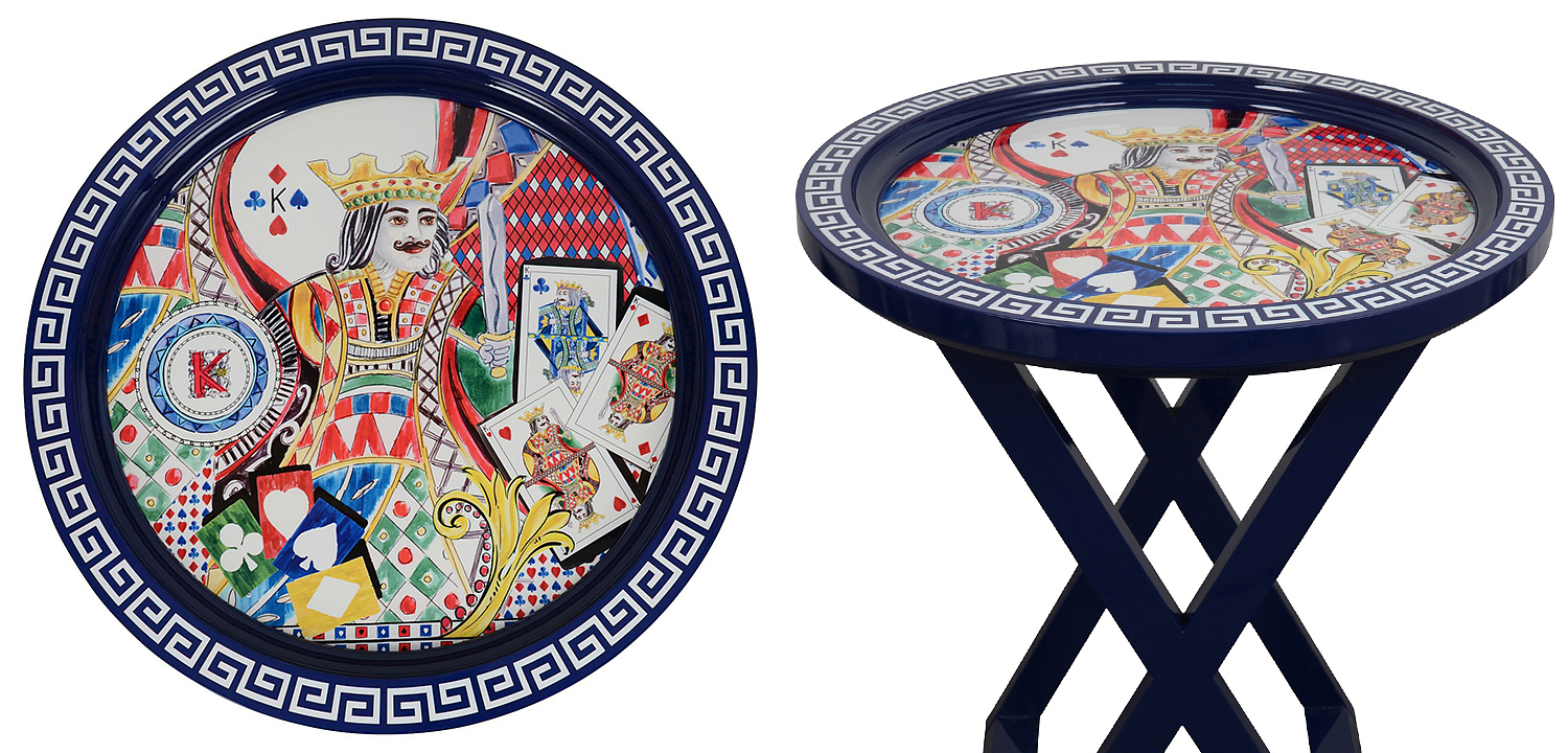 Приставной стол Playing Cards Painted Round Countertop Side Table Приставной стол Playing Cards Painted Round Countertop Side Table - Loft-Concept во Владивостоке
