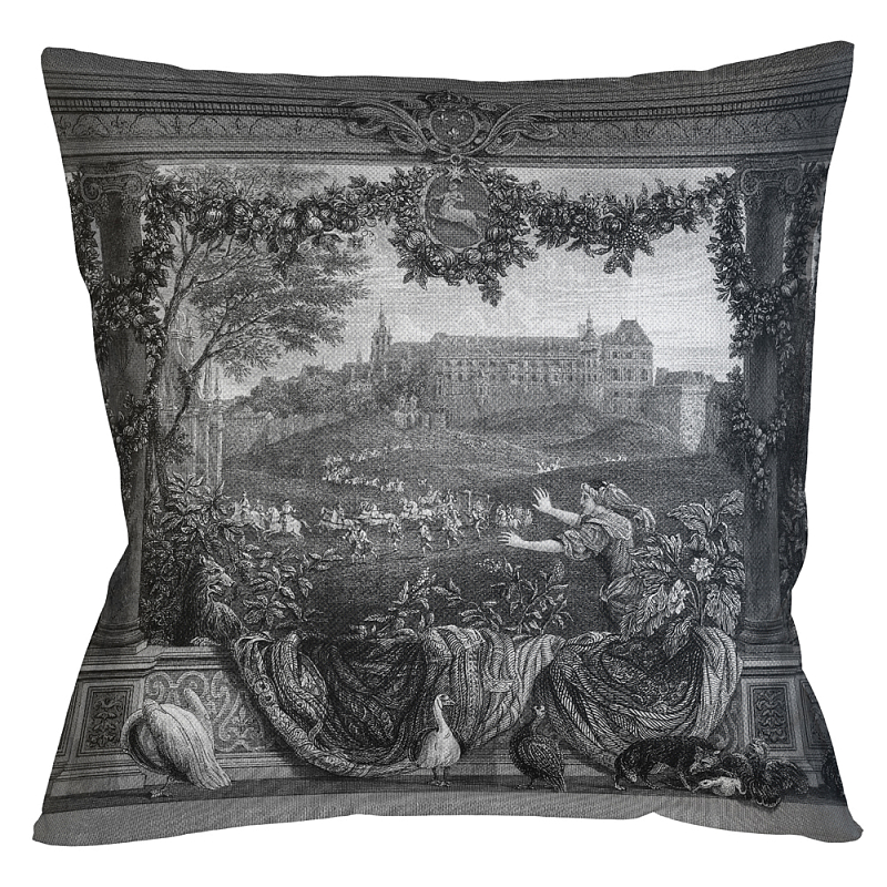 Декоративная подушка Blois Pillow Черно-белый Бежевый Декоративная подушка Blois Pillow Черно-белый Бежевый во Владивостоке | Loft Concept