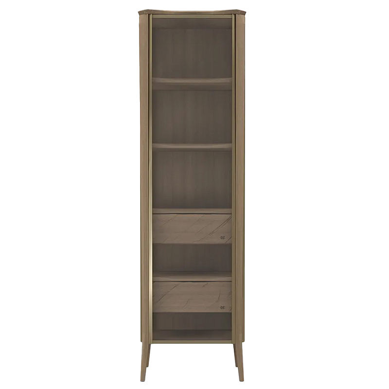 Витрина левая из массива дуба с 5-ю полками и 2-мя ящиками Tasteful Furniture Седой Орех Капучино  Венге во Владивостоке | Loft Concept 