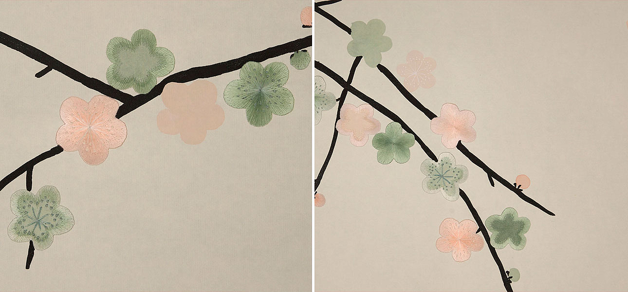 Обои ручная роспись Plum Blossom Special Colourway on Bleached White dyed silk Обои ручная роспись Plum Blossom Special Colourway on Bleached White dyed silk - Loft-Concept во Владивостоке