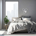 Бра белого цвета с изогнутыми световыми линиями и круглым основанием Luke Lampco Tracer Lamp варинант исполнения - 7 | Loft Concept во Владивостоке