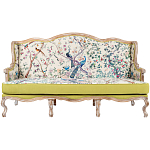 Диван из натурального бука бежевый с изображением птиц и цветов Beige Green Chinoiserie Garden Sofa варинант исполнения - 1 | Loft Concept во Владивостоке