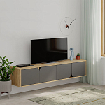 ТВ-тумба подвесная цвета древесины с 4-мя темно-серыми дверцами SPARK TV STAND OAK ANTHRACITE варинант исполнения - 3 | Loft Concept во Владивостоке