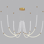 Люстра подвесная с 6-ю изогнутыми плафонами и белыми декоративными шариками PEARLS Suspension варинант исполнения - 3 | Loft Concept во Владивостоке