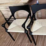Стул дизайнерский с плетеным сидением Kronos Dining Chair Black варинант исполнения - 2 | Loft Concept во Владивостоке