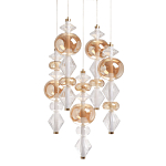 Люстра с плафонами из прозрачного и янтарного стекла в виде шаров и ромбов Gabriel Scott Luna варинант исполнения - 1 | Loft Concept во Владивостоке