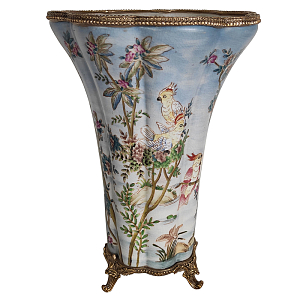 Ваза Blue Vase Parrots Bronze Edging