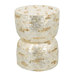 Приставной столик с мозаичным рисунком из раковин устриц Bone Inlay варинант исполнения - 1 | Loft Concept во Владивостоке