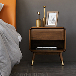 Прикроватная деревянная тумба с ящиком и нишей для хранения Moon Walnut Furniture варинант исполнения - 1 | Loft Concept во Владивостоке