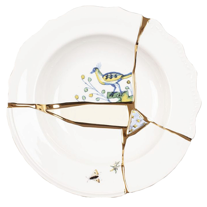 Тарелка глубокая Seletti Kintsugi Белый Золотой Мульти Тарелка глубокая Seletti Kintsugi Белый Золотой Мульти во Владивостоке | Loft Concept