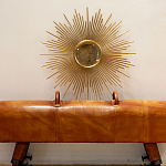 Зеркало-солнце круглое в раме из металла с золотыми с лучами Rays of Peace варинант исполнения - 2 | Loft Concept во Владивостоке