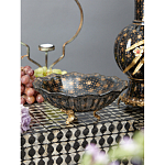 Блюдо черного цвета из фрафора на бронзовых ножках Eden Garden porcelain and bronze варинант исполнения - 3 | Loft Concept во Владивостоке