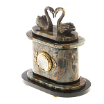 Часы настольные из натурального камня с декором в виде двух лебедей Swans Stone Clock варинант исполнения - 2 | Loft Concept во Владивостоке