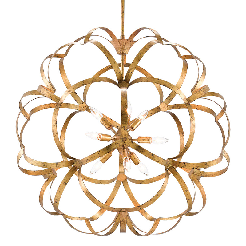 Люстра круглая в виде объёмного цветка Golden Flower Sphere Золотой Люстра круглая в виде объёмного цветка Golden Flower Sphere Золотой во Владивостоке | Loft Concept