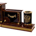 Настольный письменный набор с часами из природного камня обсидиана Royal Set варинант исполнения - 3 | Loft Concept во Владивостоке