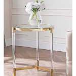 Золотой приставной столик с круглой стеклянной столешницей Weightless Table варинант исполнения - 8 | Loft Concept во Владивостоке