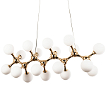 Линейная люстра с плафонами из стеклянных шаров Pearls Suspension Linear Gold Chandelier варинант исполнения - 1 | Loft Concept во Владивостоке