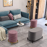 Банкетка круглая пыльно-розовый велюр на 4-х металлических ножках золотого цвета SANJAY варинант исполнения - 6 | Loft Concept во Владивостоке