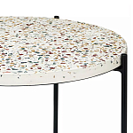 Кофейный столик с круглой разноцветной столешницей на 4-х черных ножках Multicolored Stone Composite варинант исполнения - 2 | Loft Concept во Владивостоке