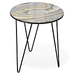 Стол журнальный c круглой столешницей из стекла серого цвета Gray and Gold Marble варинант исполнения - 1 | Loft Concept во Владивостоке