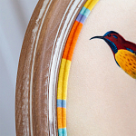 Стул бежевый в разноцветную полоску из натурального бука с изображением птиц и цветов Blooming Birds Colorful Stripes Chair варинант исполнения - 5 | Loft Concept во Владивостоке