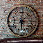 Часы настенные деревянные с римскими цифрами чёрного цвета Clock with History варинант исполнения - 2 | Loft Concept во Владивостоке