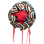 Подушка из джинсовой одежды и вязания Heart&Brain 2 варинант исполнения - 1 | Loft Concept во Владивостоке