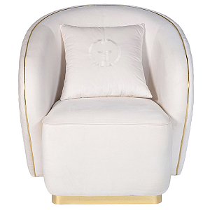 Кресло велюровое оттенка слоновой кости с простроченной спинкой Perfect Comfort