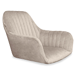 Барный стул со спинкой и подлокотниками на 4-х коричневых деревянных ножках Бежевый Велюр Ava Charm варинант исполнения - 5 | Loft Concept во Владивостоке