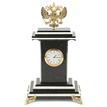 Часы настольные бронзовые с Гербом России из натурального камня Змевик Stone Clock варинант исполнения - 1 | Loft Concept во Владивостоке