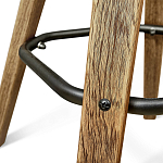 Барный стул со спинкой и металлической подставкой на 4-х деревянных ножках Зеленый Велюр Vendramin Chair варинант исполнения - 7 | Loft Concept во Владивостоке