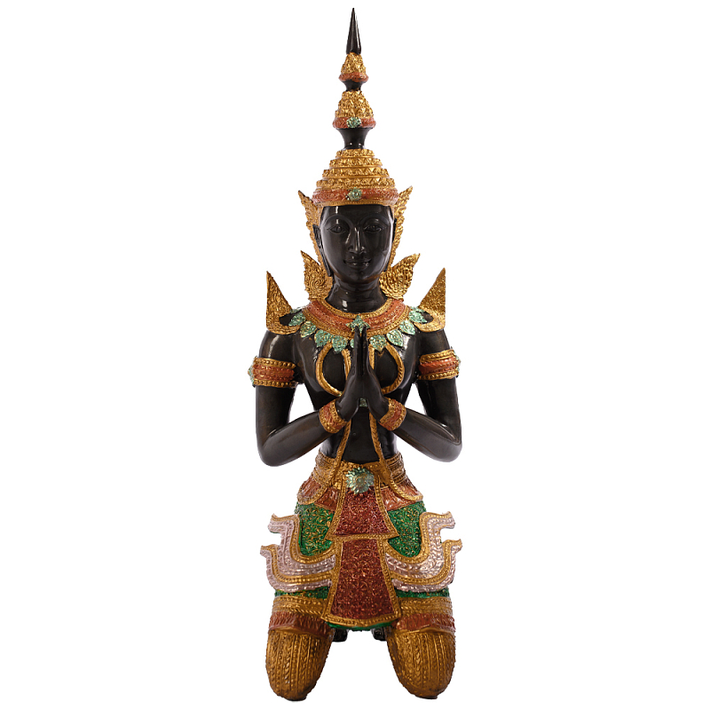 Декоративная статуэтка из бронзы Будда Bronze Kneeling Buddha Коричневый Золотой Мульти во Владивостоке | Loft Concept 