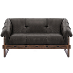 Двухместный диван Duncan винтажная черная кожа варинант исполнения - 1 | Loft Concept во Владивостоке