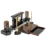Настольный письменный набор с часами из природного камня обсидиана Royal Stone варинант исполнения - 3 | Loft Concept во Владивостоке