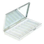 Таблетница карманная прямоугольная на 7 отделений с зеркалом и накладкой из натурального камня Содалит Silver Stone Pillboxes варинант исполнения - 2 | Loft Concept во Владивостоке