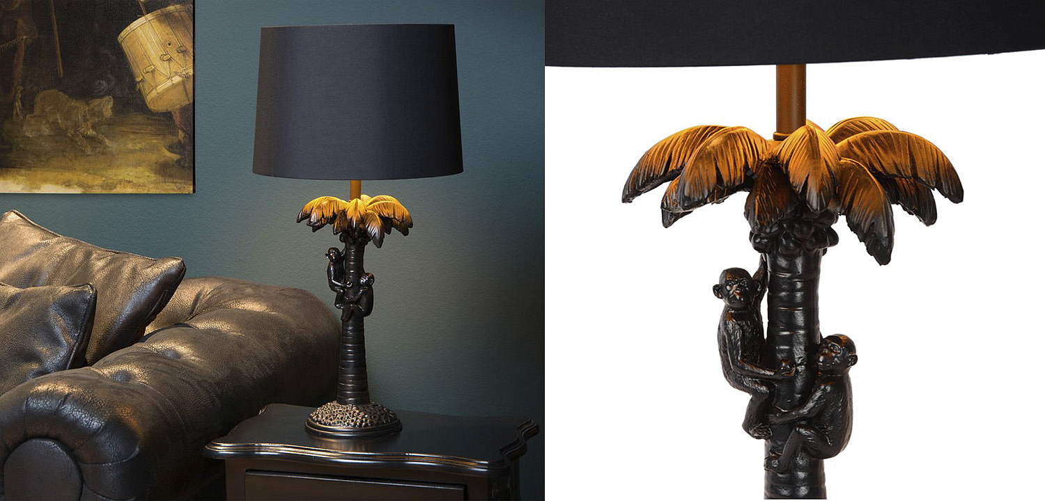 Настольная лампа Черная Пальма Monkeys on a palm table lamp black Настольная лампа Черная Пальма Monkeys on a palm table lamp black - Loft-Concept во Владивостоке