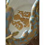 Чаша голубого цвета с оранментом и и бронзовыми фигурами леопардов Eden Garden варинант исполнения - 11 | Loft Concept во Владивостоке