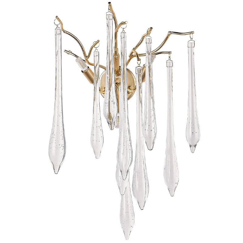 Бра с хрустальными подвесками в виде капель Droplet Crystal Gold Wall Lamp Золотой Прозрачный Бра с хрустальными подвесками в виде капель Droplet Crystal Gold Wall Lamp Золотой Прозрачный во Владивостоке | Loft Concept