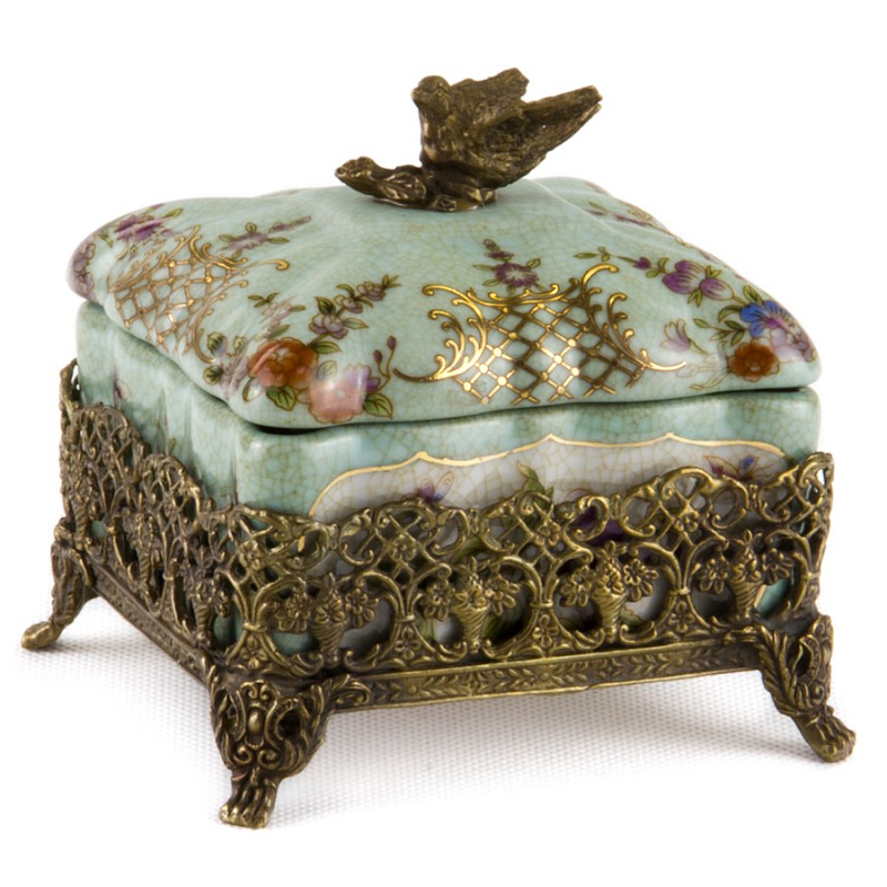 Шкатулка Casket Blue in Bronze Голубой пастельный Бронза Шкатулка Casket Blue in Bronze Голубой пастельный Бронза во Владивостоке | Loft Concept